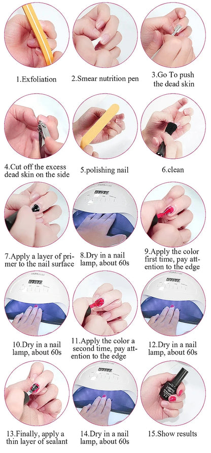 Poly Gel Extension Tool Set Professional Gel Nail Polish Kit With UV LED Nail Lamp Dryer And Electric Nail Drill Machine