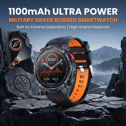 T-Rex3 Pro Militär Smartklocka 2026 – 1100mAh, GPS, Kompass, 5ATM, 14 Färger