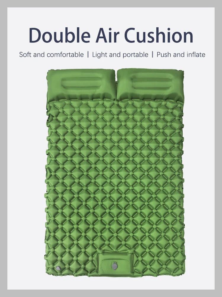 Dubbel Uppblåsbar Campingmadrass T2312 – Extra Bred för Två, Inbyggd Pump, TPU-Nylon, 4 Färger