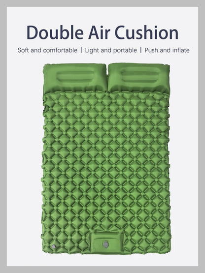 Dubbel Uppblåsbar Campingmadrass T2312 – Extra Bred för Två, Inbyggd Pump, TPU-Nylon, 4 Färger