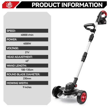 ONEVAN 9 tum kolborstfri elektrisk gräsklippare 40000RPM 45° sladdlös grästrimmer