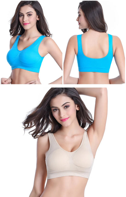 3PCS/lot Hollow out Breathable Sports Bra With Pad Plus Size Seamless Vest For Women Active Wirefree Brassiere Push Up Bra S-6XL