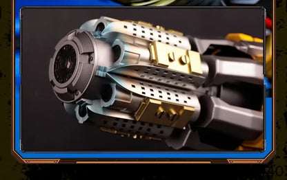 Bärbar Bumblebee hjälmleksak med armkanon och rollspelsdesign
