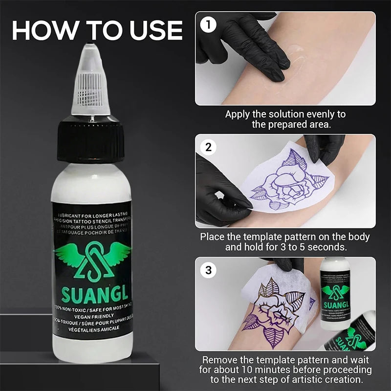 Tattoo Transfer Stencil Kit Black Tattoo Ink Transfer Gel Lotion Stencil Paper Ink Cups Gloves Blue Lotion Set