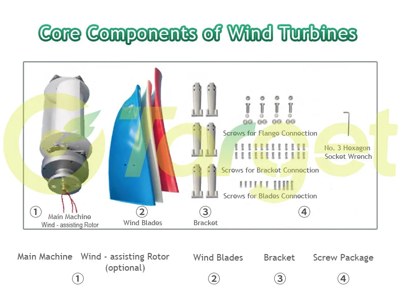 5000W Wind Turbine 12V 24V 48V Free Energy Wind Turbine Generator 10KW With Free MPPT Controller Battery 220V For Household Use