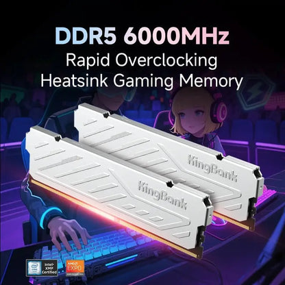 KingBank KJXS DDR5 RAM 8GB/16GB Kit (2x8GB) 6000MHz Desktop Memory CL36-36-36-80 XMP 3.0/AMD EXPO High-Speed Computer RAM