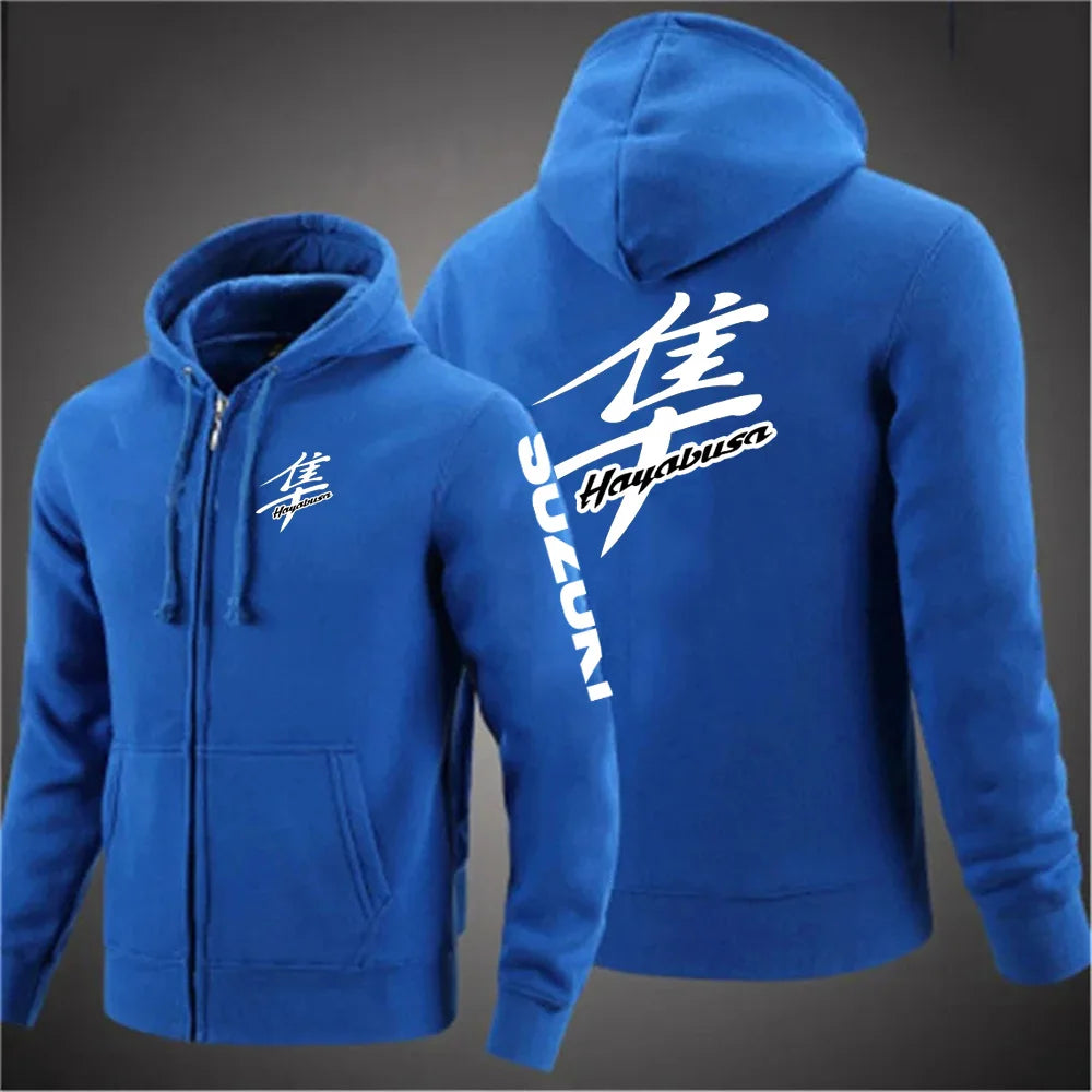 Suzuki Hayabusa Motorcykel Hoodie Herr – Dragkedja, Tryckt Logga, Vår & Höst