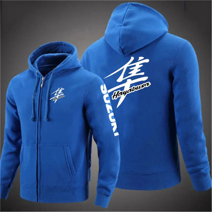 Suzuki Hayabusa Motorcykel Hoodie Herr – Dragkedja, Tryckt Logga, Vår & Höst