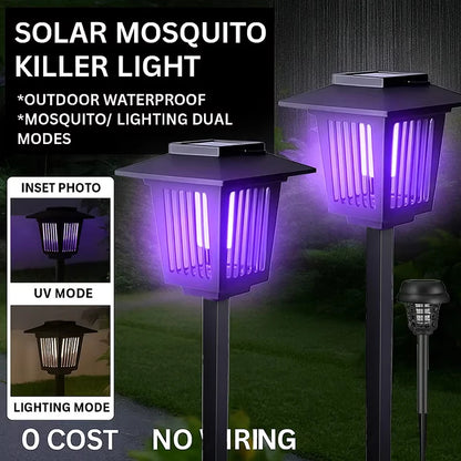 Solar and Electric Shock Mosquito Repellent Lamp Waterproof Bug Zapper 2Mode LED Light for Outdoor Garden Lawn Camping Villa Use
