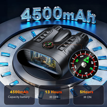 4K Night Vision Binoculars 64GB 8x Digital 400m Full Dark Infrared Telescope Goggles 3.2” Screen for Hunting Camping Boating
