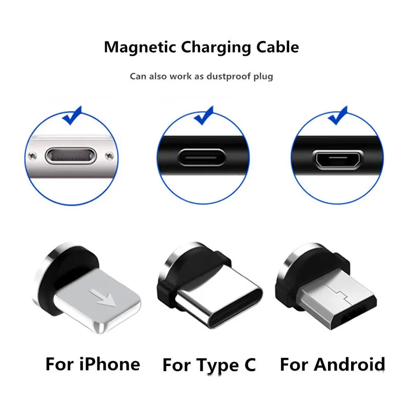 Magnetisk 3-i-1 billaddkabel för flera mobilmärken