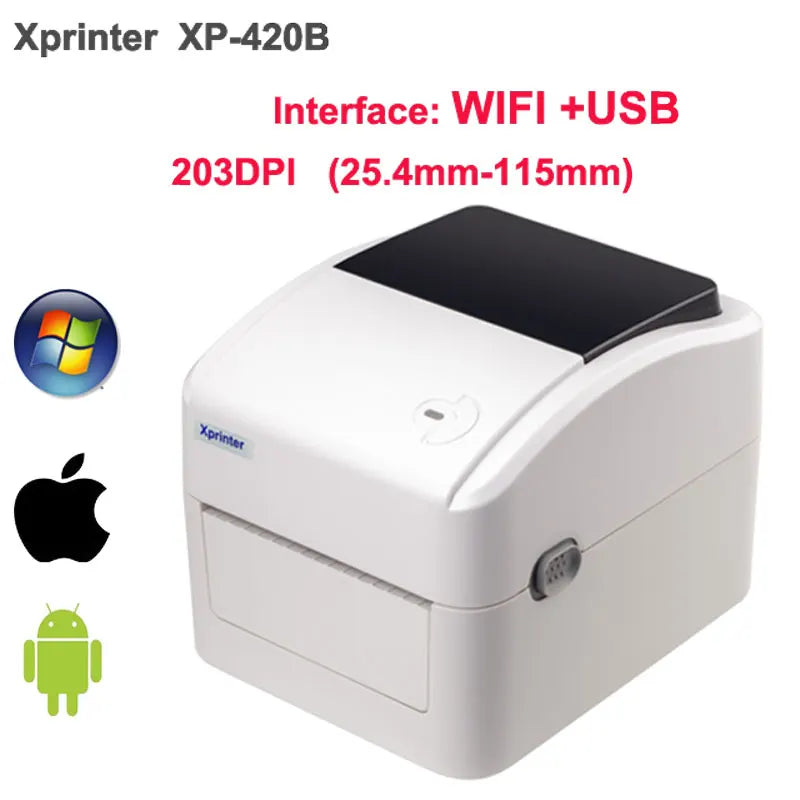 Xprinter Termisk Fraktskrivare 4" – XP-420B 460B 463B USB Bluetooth WiFi Ethernet – DHL FedEx UPS Streckkod 203dpi CE 2026