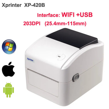 Xprinter Termisk Fraktskrivare 4" – XP-420B 460B 463B USB Bluetooth WiFi Ethernet – DHL FedEx UPS Streckkod 203dpi CE 2026