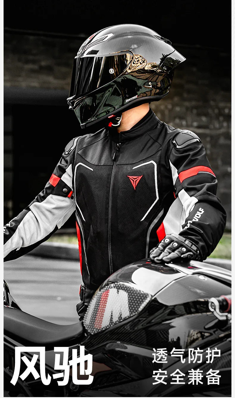 Motowolf Man Jacket Summer Motorcycle Jacket Breathable Motocross Jacket CE Certified Armor Protection Anti Fall Moto Clothing