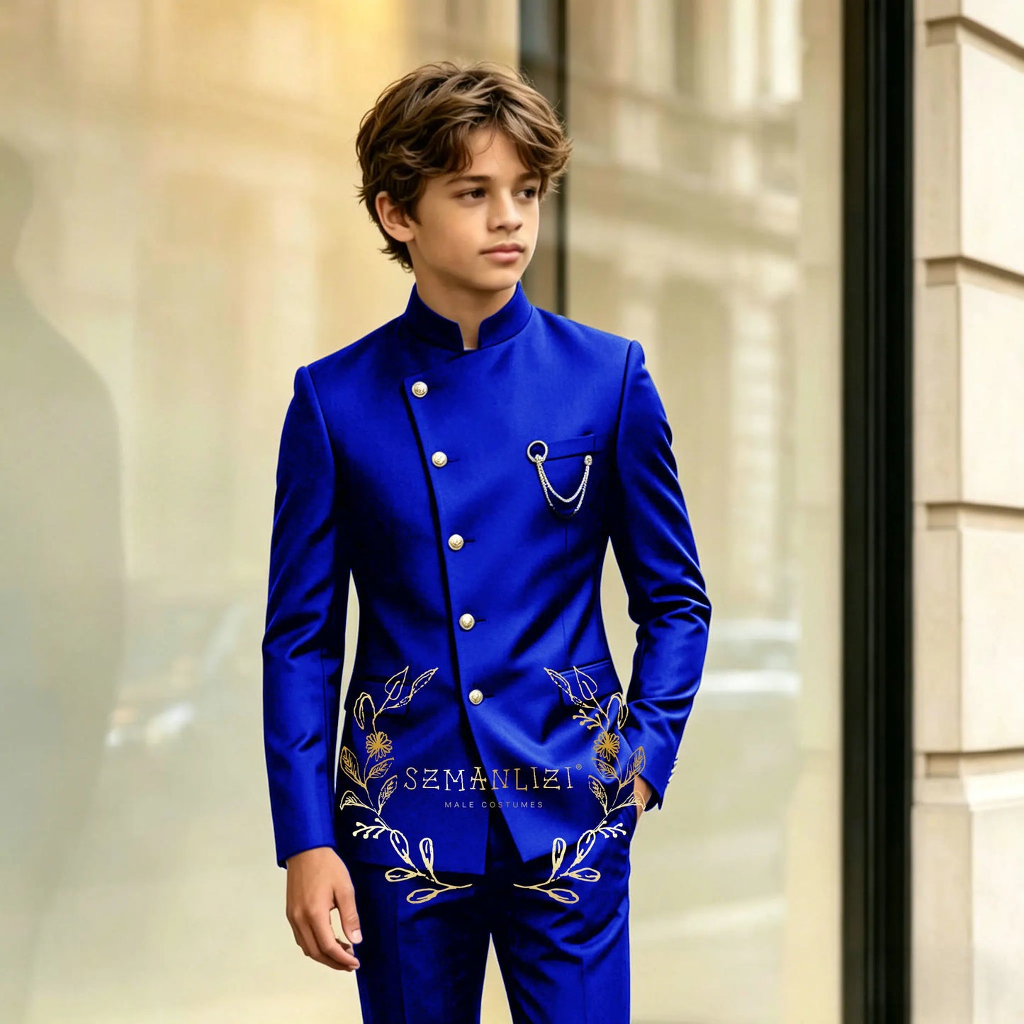 Indian Style Black Child Boy Dinner Tuxedos Little Kids Costume Wedding Party Prom Pants Suits Birthday Wear 2 Pieces Customized