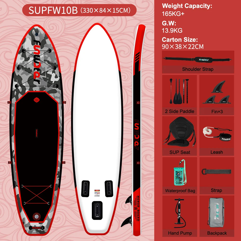 FunWater uppblåsbart SUP-bräde med tillbehör – flera storlekar