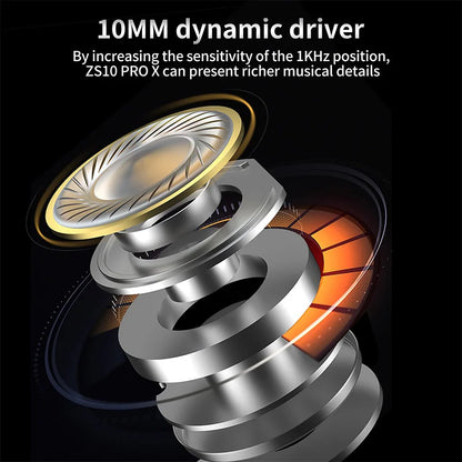 KZ ZS10 Pro X 4BA 1DD Hybrid IEM 10mm Dynamic Driver In Ear Monitor Detachable 0.75mm 2Pin Cable Metal Shell Gaming HiFi Earbuds for Audiophile