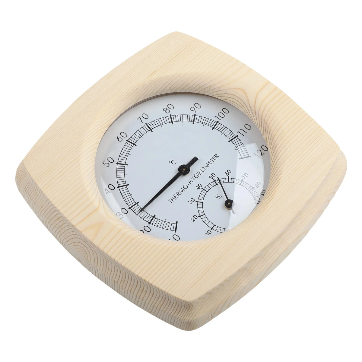 140 mm termometer och hygrometer i trä för bastu