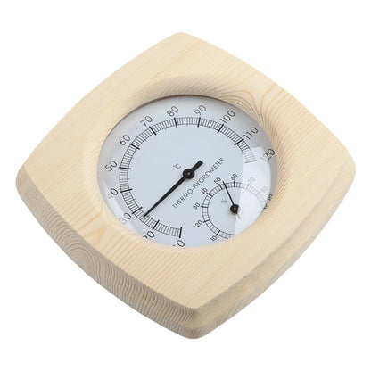 140 mm termometer och hygrometer i trä för bastu
