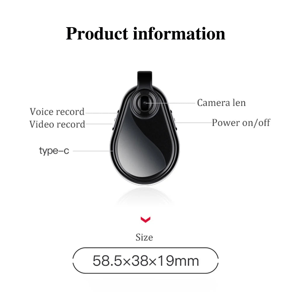 1080P Action Camera Oculta Wide View Angle Portable Small Nacklace Audio Video Voice DV Dictaphone 8-128GB Digtal Recorder Cam