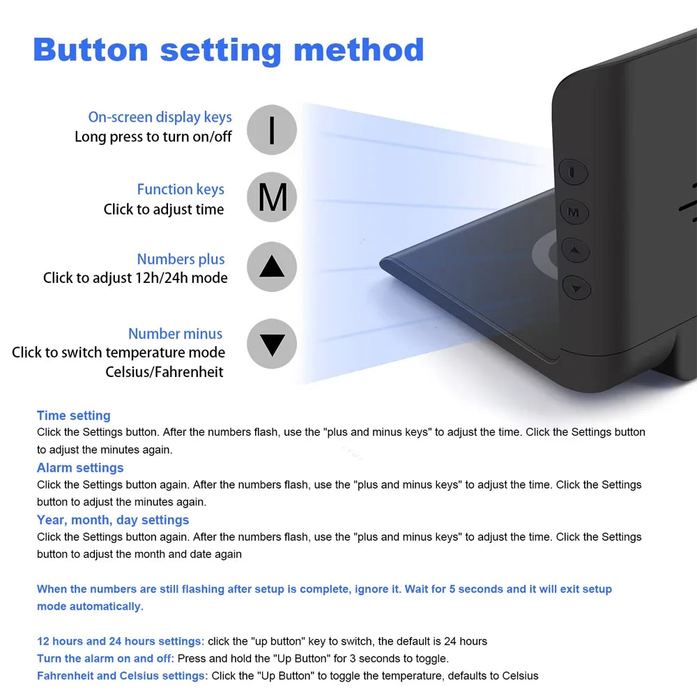 Trådlös Laddare 15W med Väckarklocka & Termometer – Qi USB-C iPhone 17–11 Samsung Xiaomi, 3 Alarm Celsius/Fahrenheit CE RoHS