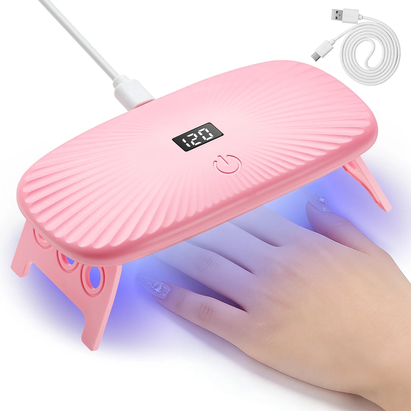 2-in-1 Handheld & Desktop UV Nail Lamp: Dual-Wavelength Fast Curing with 4-Timer Settings & Portable Design