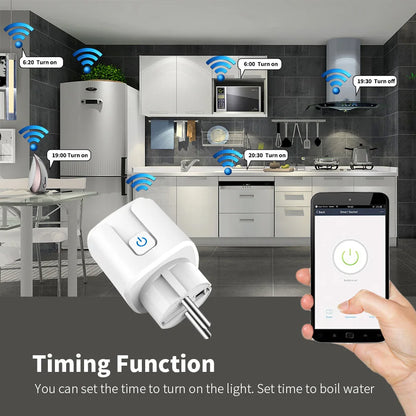 WiFi Smart Plug 16A/20A EU Smart Socket With Power Monitoring Timing Function Works with Tuya Smart Life App Voice Control