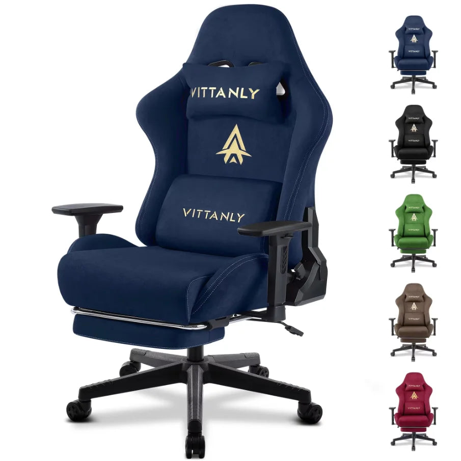Vittanly Gaming Chair Breathable Office Chair Made of High-Quality Fabric New Adjustable and Rotating Desk Chair with Footrest