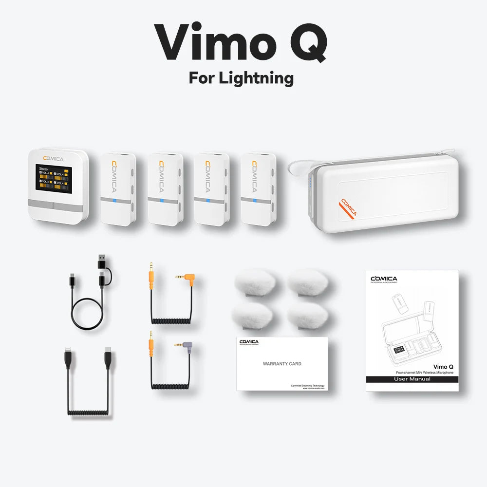 COMICA Vimo Q Four channel Mini Wireless Microphone Wireless Lavalier Microphone With Charging Case for Camera Smartphone PC