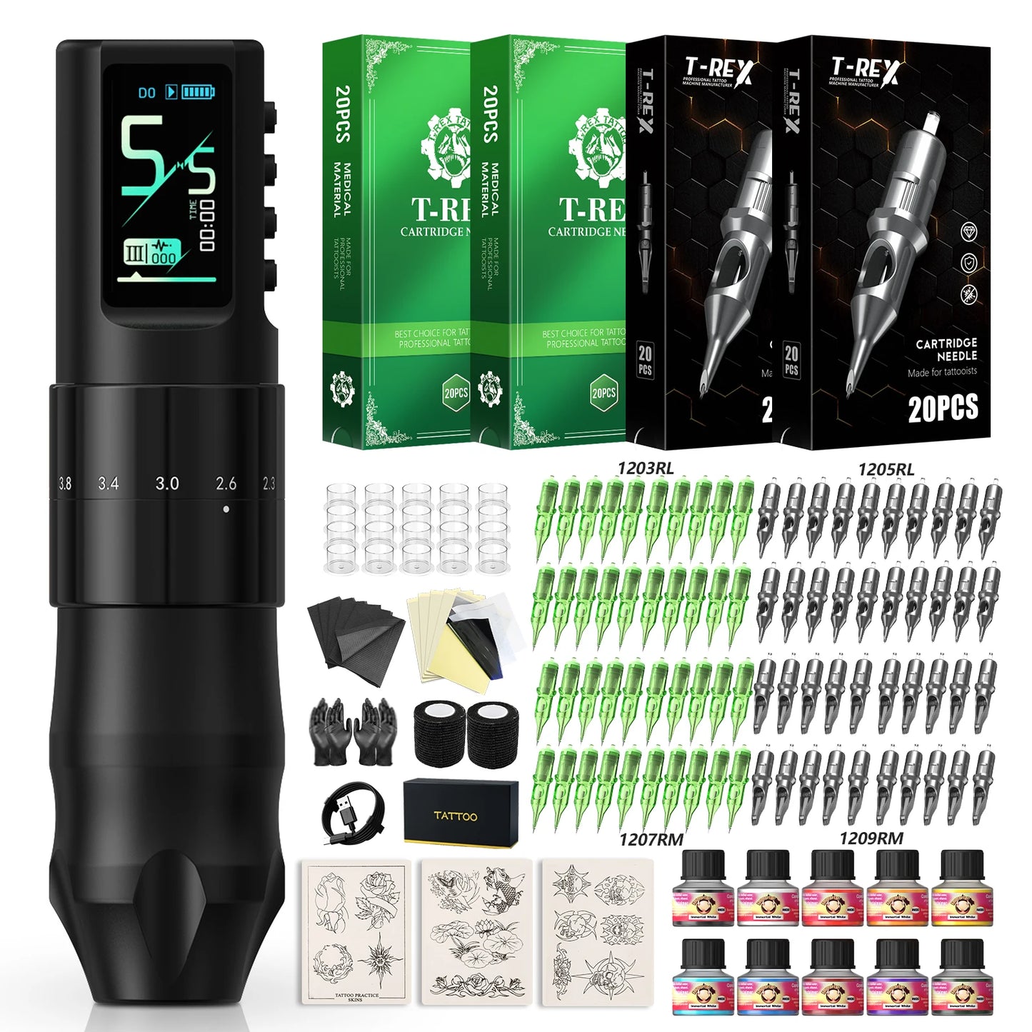 XNET Nebula Wireless Tattoo Machine Full Kit With Tattoo Printer 7 Strokes 1600mAh Battery Tattoo Set For Beginners for Tattoo
