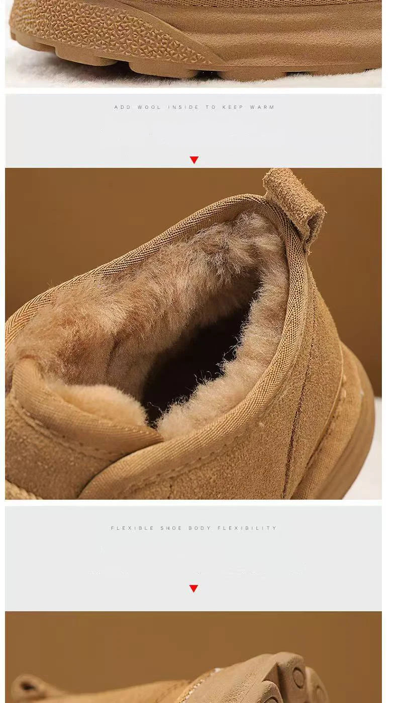 New Winter Snow Boots Men Plush Warm Men Boots Suede Leather Ankle Boot Comfortable Light Couple Cold Protection Sneakers