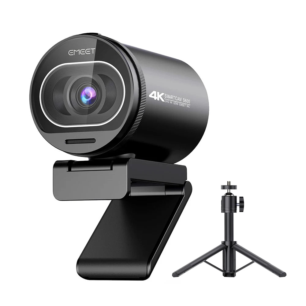 4K Webcam EMEET S600 SmartCam With Tripod USB Camera for Computer/Laptop Autofocus Sony Sensor 60FPS@1080P Streaming Web Camera
