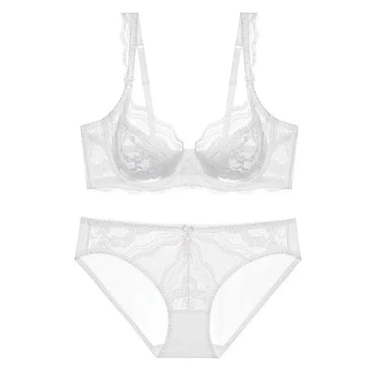 Fashion Ladies Ultra Thin Lace Lingerie Set Victorian Style Soft Underwire Push Up Gather Lift Unpadded Breathable Wear