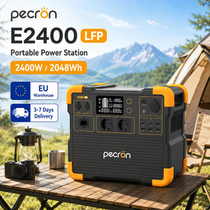 Pecron E2400 LFP 2400W Portable Power Station 2048Wh LiFePO4 Solar Generator with UPS Expandable to 8192Wh 1.6H Fast Charge 800W Solar Input for Home Emergency Camping RV Off-Grid