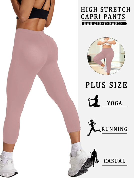 Dam Capri Leggings Stor Storlek 2026 – Mjukt Ej Genomskinligt Yoga Sport Löpning, 1XL–4XL