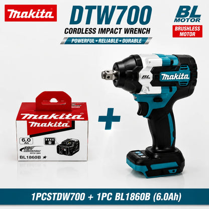 Makita DTW700 18V Kolborstfri Mutterdragare med 6.0Ah Batteri