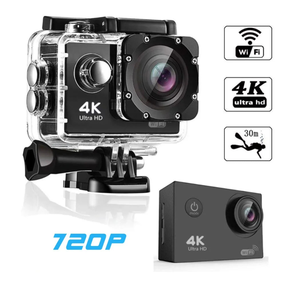 Ultra HD 4K Action Camera 30fps/170D Underwater Helmet Waterproof 2.0-inch Screen WiFi Remote Control Sports go Video Camera Pro