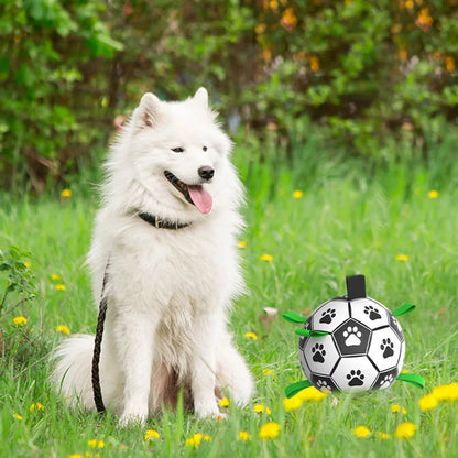 Dog Interactive Pull Football Toys with Grab Tabs Outdoor Training Balls Dog Sport Bite Chew Teething Ball Pet Supplies