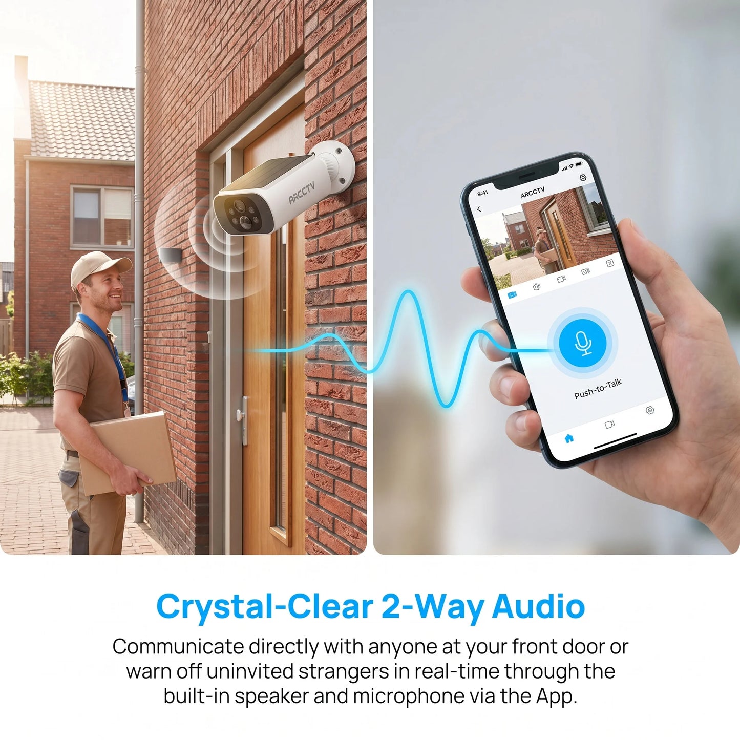 ARCCTV 2K WiFi Solar Camera Color Night Vision Two Way Talk FHD Surveillance Camera Outdoor Wireless IP66 Waterproof Siren Alarm