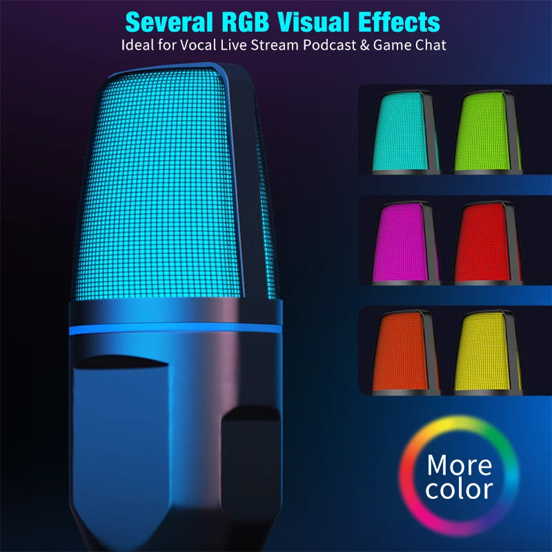 AOIEUUAI RGB USB-kondensatormikrofon för streaming