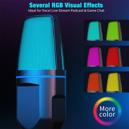 AOIEUUAI RGB USB-kondensatormikrofon för streaming