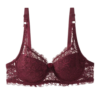 Women New Sexy Floral Lace Bras Comfort Breathable Underwear Brassiere Summer Thin Push Up Bras Solid Color Lace Bra