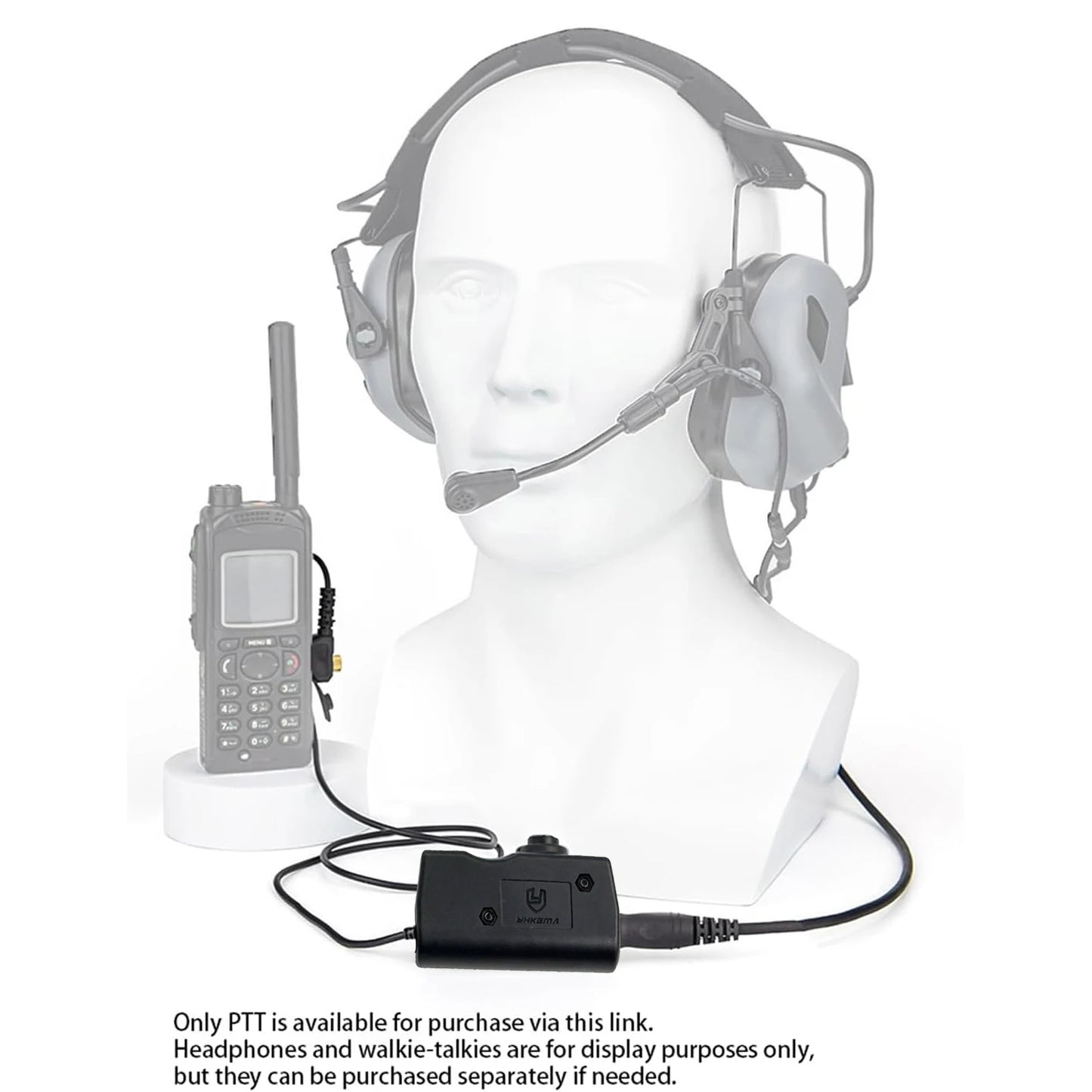 E80 Tactical Shooting Headset Electronic Hearing Protection with Kenwood 2 Pin PTT Adapter for Outdoor Hunting