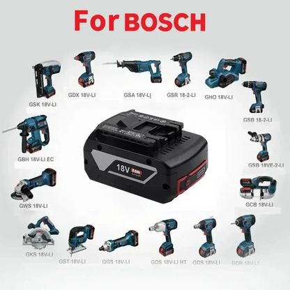 For Bosch 18V 6.0Ah, Professional Lithium Battery, Electric Rechargeable Battery, Bosch BAT609 BAT609G BAT618 BAT618G