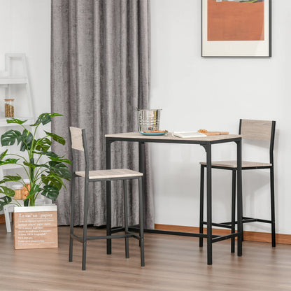 HOMCOM 835-135 barbord med 2 sittmöbler – trädekor och svart metall