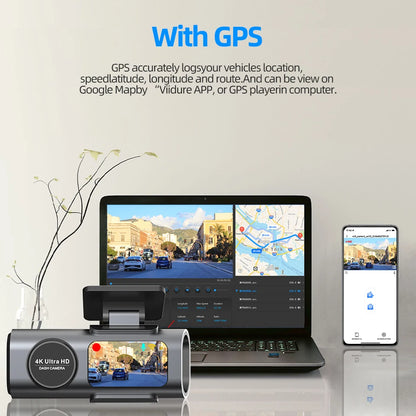 B53P 4K Dashcam med WiFi, GPS och Sony Nattseende – 170° Framkamera + Valfri 1080P Bakåtkamera