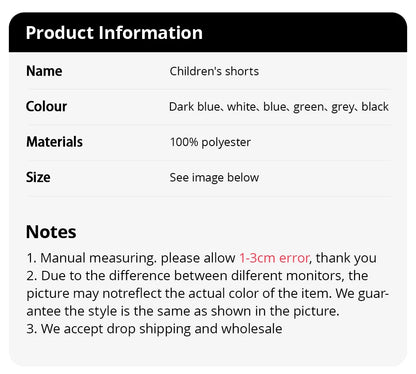 1/3/6 Pcs Children's Solid Color Drawstring Strap Shorts Boy Casual Fashion Pants Girl Joker Comfortable Elastic Waist Pants