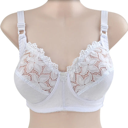 Sexy Lace Bra For Women Wire Free Bras Cotton Comfortable Underwear Soft Lingerie Push Up Big Size  46DC