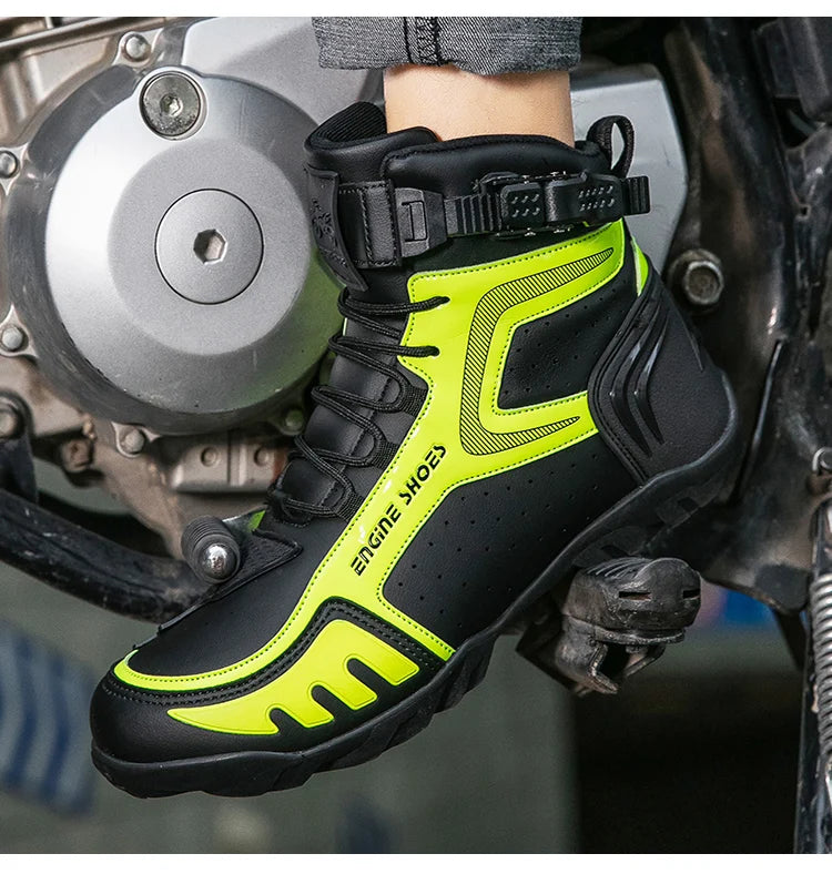 Men Leather Motos Breathable Anti Slip Wear-resistant Riders Boots Motorbike Racing Ankle Length Shoes 2026 New Motorcycle Boots
