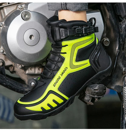 Men Leather Motos Breathable Anti Slip Wear-resistant Riders Boots Motorbike Racing Ankle Length Shoes 2026 New Motorcycle Boots